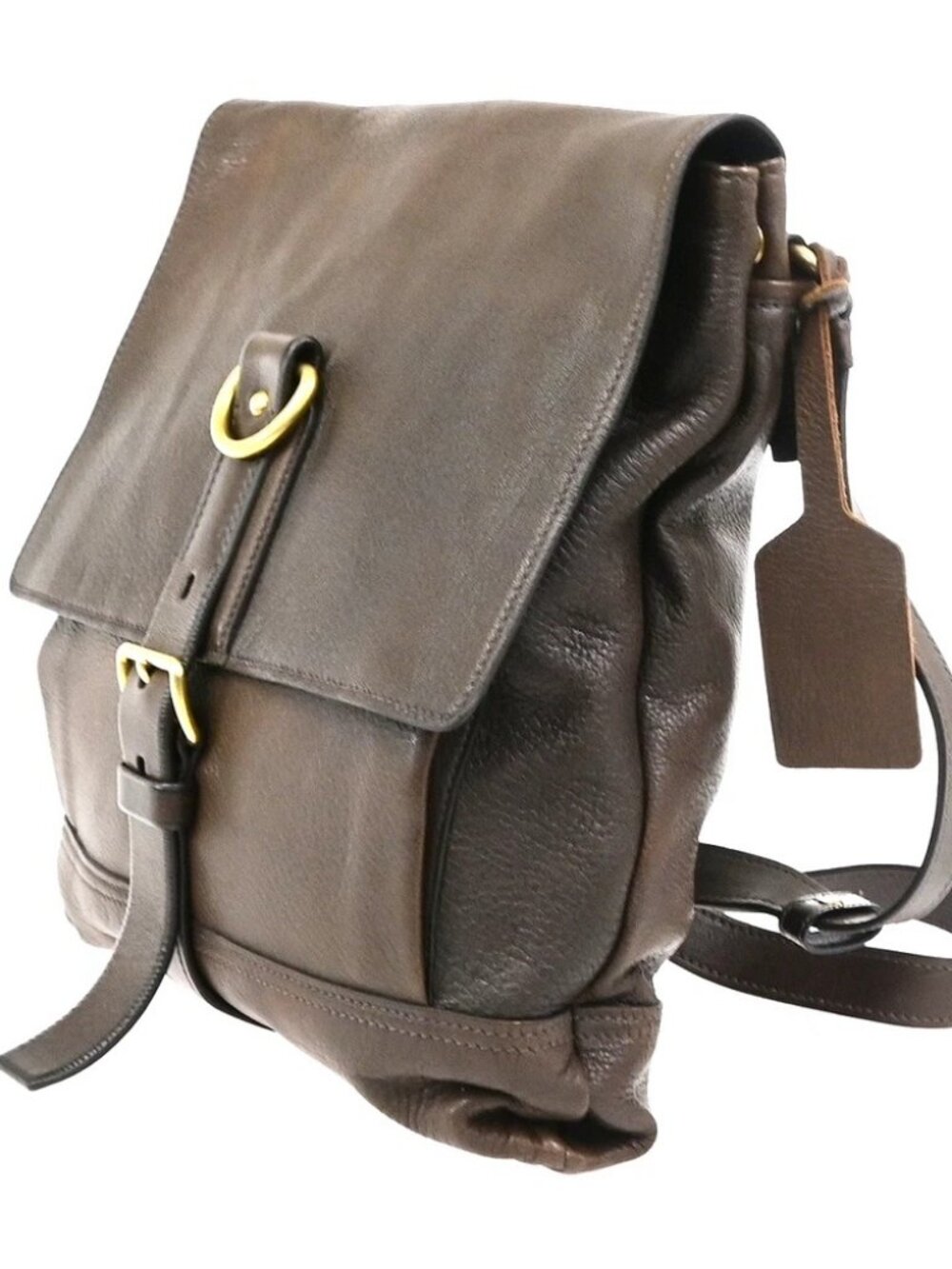 PRADA Logo Crossbody Messenger Shoulder Bag Leather Brown GHW Italy 87KD156 - Picture 2 of 14